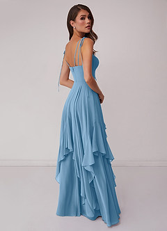 Barbie ♥ Azazie Bridesmaid Dresses Steel Blue A-Line Bow Chiffon Dress image2