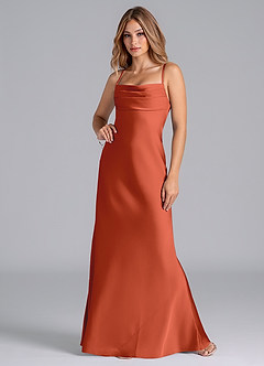 Azazie Seema Suknie dla druhen Syrena Gorset Satyna elastyczna Do ziemi Sukienka image4