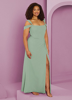 Barbie ♥ Azazie Jurken voor bruidsmeisjes Jurk van Chiffon met A-Lijn Off the Shoulder Agave image10