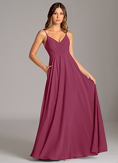 Azazie Amani Bridesmaid Dresses Mulberry A-Line Pleated Chiffon Dress image6