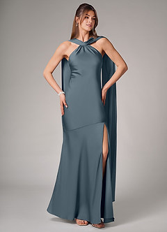 Azazie Kinsley Brautjungfernkleider Meerjungfrau-Linie Seitliche Cut-Outs Stretch-Satin Kleid Zwielichtviolett image5