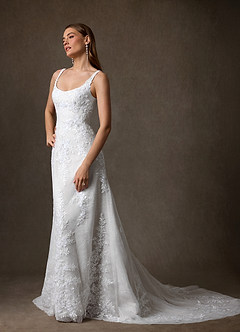 Azazie Rosalie Wedding Dresses Diamond White A-Line Lace Dress image6