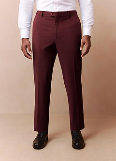 front Savile Burgundy Wool Blend Dress Pants