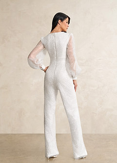 Azazie Virginia Wedding Dresses Diamond White Pant Styles with Pockets Beading Dress image4