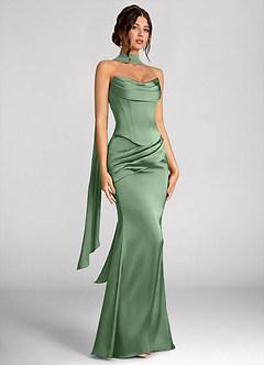 Calista Matcha Luminous Satin Maxi Dress image4