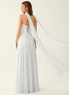 Clementine White Chiffon 3D Flowers A-line Prom Dress image2