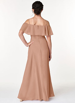 Azazie Maggie Junior Champagne Rose A-Line Off the Shoulder Chiffon Dress image2