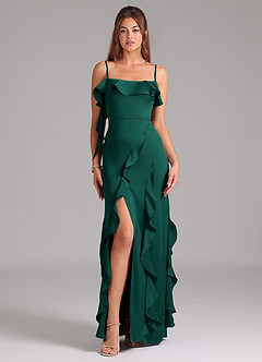 Azazie Malia Brautjungfernkleider A-Linie Seitliche Cut-Outs Stretch-Satin Kleid Smaragd image3