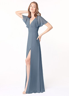 Azazie Kimber Bridesmaid Dresses Twilight A-Line Flounce Sleeve Chiffon Dress image3