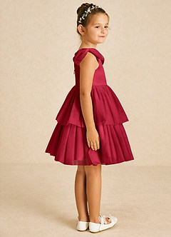 Azazie Vanellope Flower Girl Dresses Scarlet A-Line Bow Tulle Dress image4