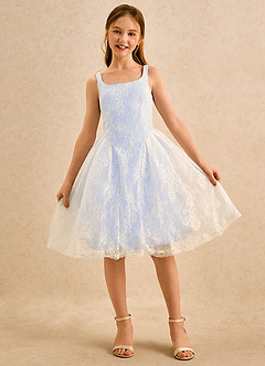 Azazie Cubbie Girls Formal Flower Girl Dresses Lavender A-Line Lace Dress image4