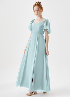 Azazie Chloe Junior Robe Trapèze en Mousseline de soie Encolure en Forme de Cœur Brume image3