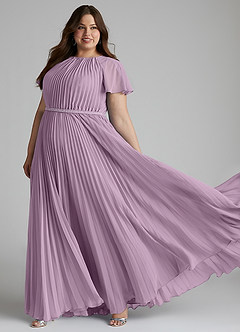 Azazie Kara Modest Bridesmaid Dresses A-Line Pleated Chiffon Floor-Length Dress image10