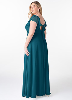 Azazie Syenna Brautjungfernkleider A-Linie Gestreift Chiffon Kleid Tintenblau image9