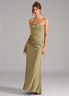 Azazie Debby Bridesmaid Dresses Moss Green Mermaid Strapless Stretch Satin Convertible Dress image4