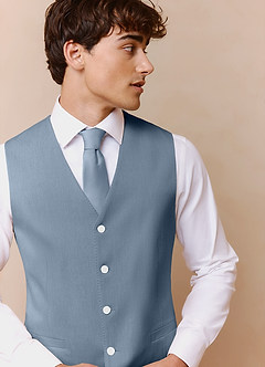 front James Dusty Blue Structured Stretch Suit Vest