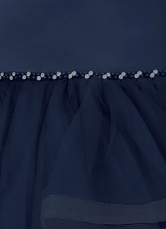 Azazie Sofia Flower Girl Dresses Dark Navy A-Line Beaded Tulle Dress image4