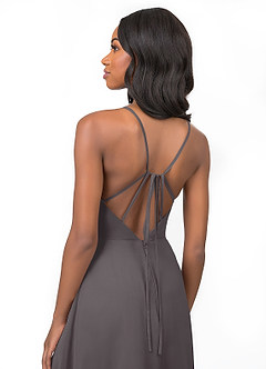 Azazie Everleigh Bridesmaid Dresses Steel Grey A-Line Sweetheart Pleated Chiffon Dress image4