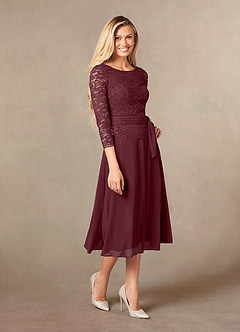 Azazie Charlee Mother of the Bride Dresses Cabernet A-Line Lace Dress image4