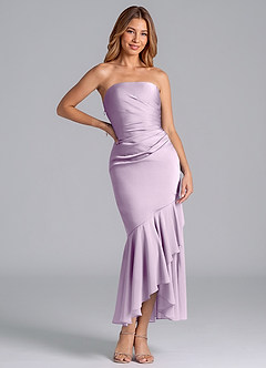 Azazie Danie Final Sale Frosted Lilac Sheath Strapless Chiffon Dress image3