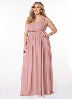 Azazie Kora Bridesmaid Dresses Dusty Rose A-Line Pleated Chiffon Dress image9
