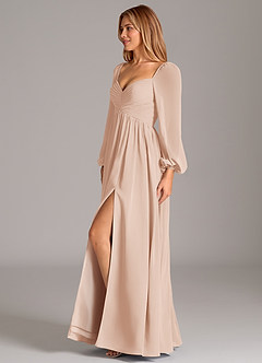 Azazie Bailee Bridesmaid Dresses English Rose A-Line Long Sleeve Chiffon Dress image3
