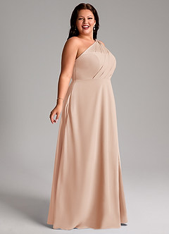 Azazie Phaedra Bridesmaid Dresses English Rose A-Line One Shoulder Chiffon Dress image11