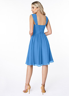 Azazie Angie Bridesmaid Dresses Blue Jay A-Line Corset Chiffon Dress image2