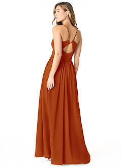 Azazie Cora Bridesmaid Dresses Paprika A-Line Pleated Chiffon Dress image2