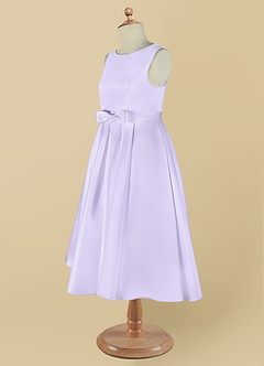 Azazie Coco vestidos de niña de las flores Vestido de Lila de Satin Mate de Corte En A con Lazo image10