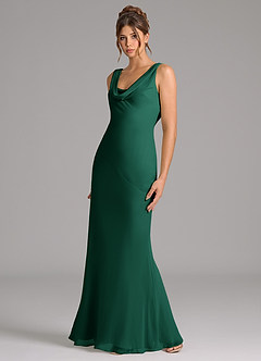 Azazie Rylina Bridesmaid Dresses Emerald Mermaid Pleated Chiffon Dress image4
