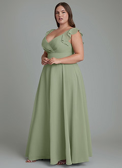 Azazie Leilani Bridesmaid Dresses Pistachio A-Line Pleated Chiffon Dress image5