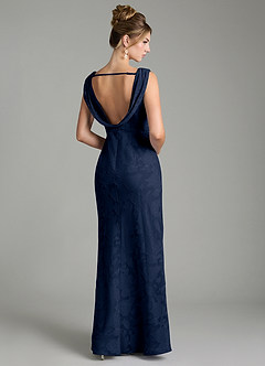 Azazie Kieryn Bridesmaid Dresses Dark Navy Mermaid Pleated Floral Burnout Dress image12