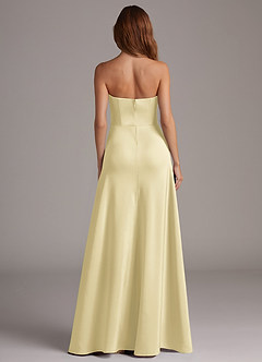 Azazie Wren Brudtärnklänningar Klä av A-Linje i Stretch Satin Axelbandslös Citronsorbet Konvertibel image5