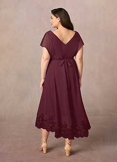 Azazie Palana Mother of the Bride Dresses Cabernet A-Line Lace Chiffon Dress image9