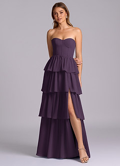 Azazie Faye Bridesmaid Dresses Plum A-Line Sweetheart Neckline Chiffon Dress image4