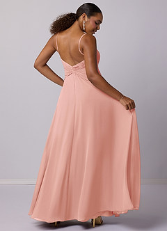 Barbie ♥ Azazie Brautjungfernkleider A-Linie Chiffon Kleid Rosettenrosa image6