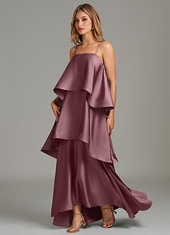 Azazie Azalea Bridesmaid Dresses Amethyst A-Line Ruched Stretch Satin Dress image3