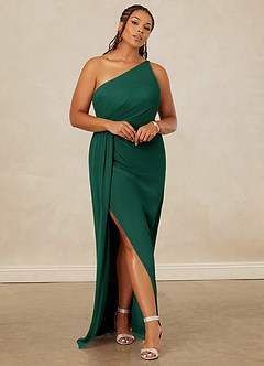 Christian Siriano Bridal for Azazie 1003 Bridesmaid Dresses Emerald Sheath One Shoulder Chiffon Dress image8