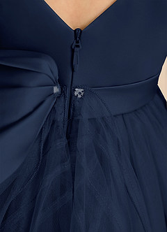 Azazie Pear Flower Girl Dresses Dark Navy Ball-Gown Bow Tulle Dress image7