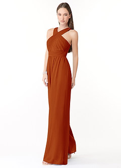 Azazie Berdie Brautjungfernkleider Halter Chiffon Overall/Jumpsuit Paprika image3