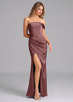 Azazie Lisbeth Bridesmaid Dresses Vintage Mauve Mermaid Off the Shoulder Stretch Satin Convertible Dress image5