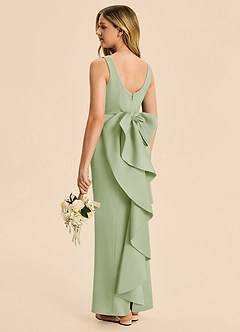 Azazie Emi Junior Robe Fourreau en Satin extensible Nœud Vert Sauge image4