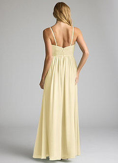 Azazie Alia Bridesmaid Dresses Lemon Sorbet A-Line Pleated Chiffon Dress image5