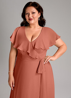 Azazie Lainey Bridesmaid Dresses Clay A-Line with Pockets Chiffon Dress image6