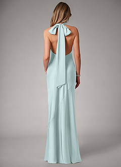 Azazie Velli Bridesmaid Dresses Sea Glass Mermaid Stretch Satin Dress image5