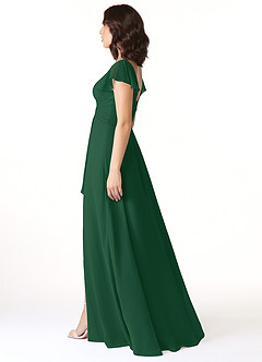 Azazie Omari Bridesmaid Dresses Dark Green A-Line Chiffon Dress image3