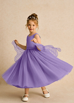 Azazie Pear vestidos de niña de las flores Vestido de Tahití de Tul de Princesa con Lazo image2