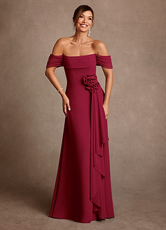 Azazie Amherst Moeder van de bruid jurken A-Lijn Jurk van Chiffon Off the Shoulder Bourgondië image1
