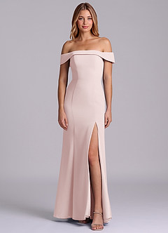 Azazie Luciana Brudtärnklänningar Klä av Tubklänning i Chiffong Av axeln Rodnande Rosa Konvertibel image1